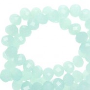 Faceted glass beads 3x2mm disc Paled turquoise-pearl shine coating
